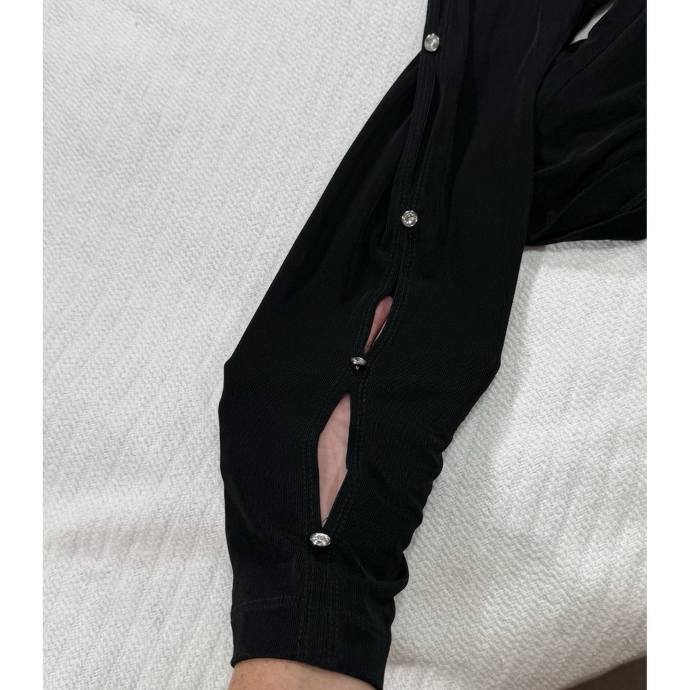 Chicos Travelers Top Women's Size 3 (XL) Diamond Girl Black Slinky Decor‎ Sleeve - Picture 9 of 9